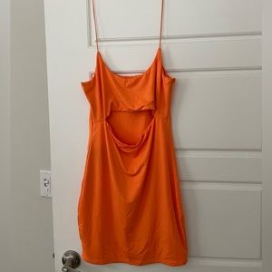 Tic Toc Orange Bodycon Dress with Spaghetti Straps